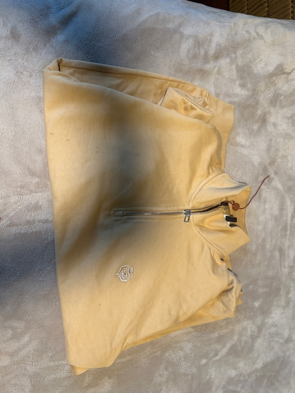 Brunello Cucinelli Quarter-Zip Cotton Sweatshirt in Washed Mustard Yellow